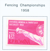 ROMANIA - 1958 Fencing Mounted Mint - Neufs