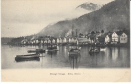 Sitka AK Alaska, Thlingit Village Tlingit, Harbor Scene, Boats Wharf, C1900s Vintage Postcard - Sitka