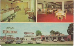 Cambridge OH Ohio Alfred's Steak House, Jukebox Lunch Counter Restaurant Interior Auto Mercedes C1960s Vintage Postcard - Autres & Non Classés