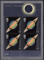 Total Solar Eclipse, Planet, Newton / Hubble Telescope, Great Britain / England 1999 MNH Miniature Sheet, Astronomy - Hojas Bloque