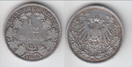 ALLEMAGNE - GERMANY **** HALF MARK 1909 G -1/2 MARK 1909 G - EMPIRE - ARGENT - SILVER **** EN ACHAT IMMEDIAT - 1/2 Mark