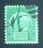 US 1943 3c Bright Blue Green - The Four Freedomsrotary Press Printing - Perf 11 X10½  Scott #908 - Used Stamps