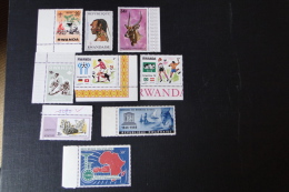 Rwanda Lot De 9 Timbres BDF MNH** - Verzamelingen