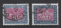 Italia   -   1955.  Segnatasse 500 £  Variante.  Stampa Confusa - Taxe