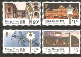 1990 Hong Kong  - 100 Years Of Electricity 4v., City Views, Electric Reds, Michel 595/98  MNH - Elettricità