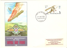 Great Britain 1968  Anniversaries; 50th Ann.of RAF  FDC (Cancelled Portsmouth) - 1952-1971 Dezimalausgaben (Vorläufer)