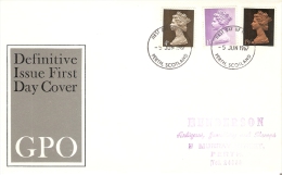 Great Britain 1967  QE2  Machins  1/9d,1/- + 4d  FDC (Cancelled Perth, Scotland) - 1952-1971 Pre-Decimal Issues