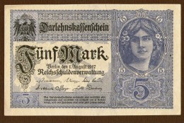 Germany 5 Mark,P56b,serie:Z13131604,01.08.1917,as Scan - 5 Mark