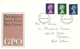 Great Britain 1967  QE2  Machins  3d,9d + 1/6d  FDC (Cancelled Edinburgh) - 1952-1971 Pre-Decimal Issues