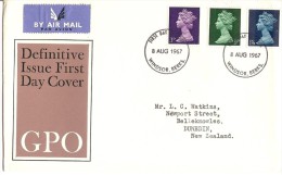 Great Britain 1967  QE2  Machins  3d,9d + 1/6d  FDC (Cancelled Windsor) - 1952-1971 Pre-Decimal Issues