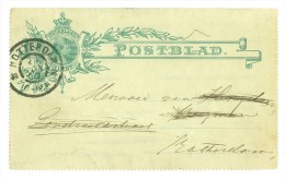 POSTBLAD  VOORDRUK 2 1/2 CENT GELOPEN In 1899 Lokaal ROTTERDAM. TEKST DOORGESTREEPT (7894a) - Entiers Postaux