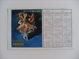 Calendarietto/calendario 1953/1954 Radio Siemens MILANO. Campionato Calcio SERIE A Divisione Nazionale - Big : 1941-60