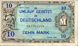 GERMANY,10 Mark Deutschland P.194a 1944,Alliierte Besatzung, Militärbehörde US-Druck,as Scan - 10 Mark