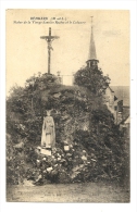 Cp, 49, Béhuard, Statue De La Vierge Dans Les Roches Et Le Calvaire, Voyagée - Autres & Non Classés