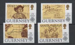 1992 Guernsey - Europa, Discovery Of America 4v., Map, Ship, Columbus, Document,  Michel 549/52  MNH - 1992