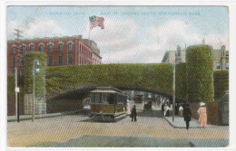 Main Street Streetcar Railroad Arch Springfield Massachusetts 1910c Postcard - Springfield