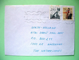 Sweden 1987 Cover To Holland - Alopex Dog Or Fox - Woman Reading Letter - Covers & Documents