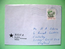 Sweden 1989 Cover To England - Frog - Lettres & Documents