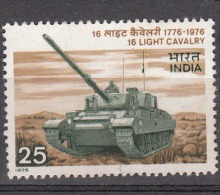 INDIA, 1976, Bicentenary Of 16 Light Cavalry Regiment, Tank, Military, MNH, (**) - Neufs