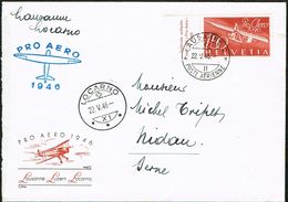 LETTRE VOL FDC OBLITERE 1er/J.22.5.1946. 2xCACHETS : LAUSANNE & LUGANO C/.S.B.K. Nr:F41. Y&TELLIER Nr:40. MICHEL Nr:470. - First Flight Covers