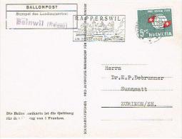 BALLONPOST CARTE OBLITERE .19.10.1959 . RAPPERSWIL & ZUMIKON/ZÜRICH . C/.S.B.K. Nr:B91. Y&TELLIER Nr:625. - Autres & Non Classés