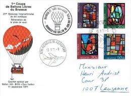 BALLON LETTRE OBLITERE .13.9.1971. 2xCACHETS GENEVE & LE BRASSUS C/.S.B.K. Nr:B150/B153. VOIR SCAN ! - Other & Unclassified