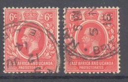 KENYA, UGANDA, 1912 6c Red+6c Scarlet SG 46+46a Very Fine Used - Protettorati De Africa Orientale E Uganda