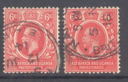 KENYA, UGANDA, 1912 6c Red+6c Scarlet SG 46+46a Very Fine Used - East Africa & Uganda Protectorates