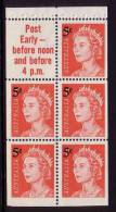 ⭕1967 - Australia 5c Surcharge QE2 DECIMAL Definitive Booklet - Block 5 Stamps MNH - 'post Early - Before Noon And...'⭕ - Nuovi