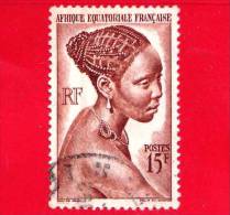 AFRICA Equatoriale - AEF - Usato - 1947 - Donna - Pettinatura - Jeune Fille Bacongo - 15 - Gebraucht