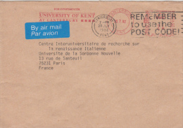 AMOUNT 24, CANTEBURY, UNIVERSITY, SPECIAL MACHINE STAMPS ON COVER, 1992, GREAT BRITAIN - Máquinas Franqueo (EMA)