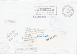 PARIS, AMBALAJE EXHIBITION, SPECIAL MACHINE POSTMARK ON COVER, 1994, FRANCE - Brieven En Documenten