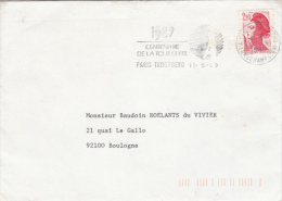 PARIS- EIFFEL TOWER SPECIAL POSTMARK, WOMAN STAMPS ON COVER, 1989, FRANCE - Lettres & Documents