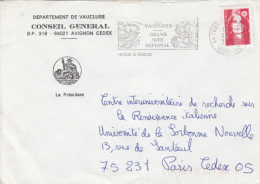 VAUCLUSE, GENERAL COUNCIL SPECIAL POSTMARKS, WOMAN STAMPS ON COVER, 1995, FRANCE - Lettres & Documents