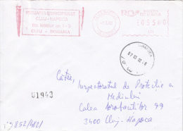 AMOUNT 5500, CLUJ NAPOCA, MAYOR OFFICE, MACHINE STAMPS ON REGISTERED COVER, 2002, ROMANIA - Franking Machines (EMA)