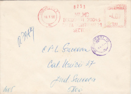 AMOUNT 4.00, BUCHAREST, MILK COMPANY, MACHINE STAMPS ON REGISTERED COVER, 1990, ROMANIA - Franking Machines (EMA)