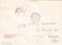 AMOUNT 4.00, BUCHAREST, COMPANY, MACHINE STAMPS ON REGISTERED COVER, 1990, ROMANIA - Franking Machines (EMA)