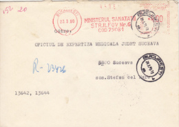 AMOUNT 4.00, BUCHAREST, HEALTH MINISTERY, MACHINE STAMPS ON REGISTERED COVER, 1990, ROMANIA - Macchine Per Obliterare (EMA)