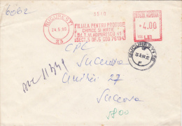 AMOUNT 4.00, BUCHAREST, PAPER COMPANY, MACHINE STAMPS ON REGISTERED COVER, 1990, ROMANIA - Franking Machines (EMA)