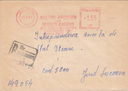 AMOUNT 1.55, BUCHAREST, AGRICULTURE MINISTERY, MACHINE STAMPS ON REGISTERED COVER, 1990, ROMANIA - Franking Machines (EMA)