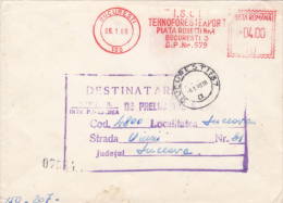 AMOUNT 4.00, BUCHAREST, WOOD COMPANY, MACHINE STAMPS ON REGISTERED COVER, 1989, ROMANIA - Macchine Per Obliterare (EMA)