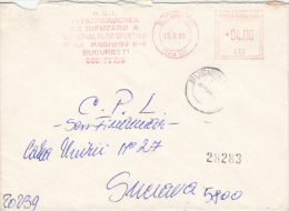 AMOUNT 4.00, BUCHAREST, SPORTS COMPANY, MACHINE STAMPS ON REGISTERED COVER, 1990, ROMANIA - Macchine Per Obliterare (EMA)