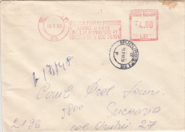 AMOUNT 4.00, BUCHAREST, PAPER COMPANY, MACHINE STAMPS ON REGISTERED COVER, 1990, ROMANIA - Frankeermachines (EMA)