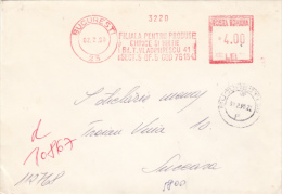 AMOUNT 4.00, BUCHAREST, PAPER COMPANY, MACHINE STAMPS ON REGISTERED COVER, 1990, ROMANIA - Franking Machines (EMA)