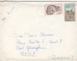 CASTLE, RACCOON, STAMPS ON COVER, 1975, FRANCE - Covers & Documents