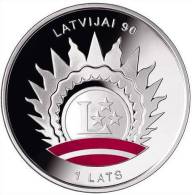 Latvia 2008 1 Lats Silver Coin 90th Anniversary Of Latvia Children 2008 Y - Letland