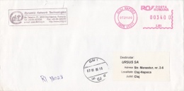 AMOUNT 3400, CLUJ NAPOCA, TELECM COMPANY, MACHINE STAMPS ON REGISTERED COVER, 2000, ROMANIA - Máquinas Franqueo (EMA)