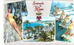 Carte Postale Des Années 60 - Nice - Vues Multiples Dont Une Avec Des Skis Nautiques - Water-skiing