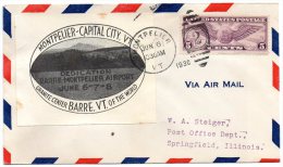 Montpelier VT 1930 Air Mail Cover - 1c. 1918-1940 Covers