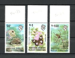 OCEAN INDIEN 1973 N° 54/56** Neufs = MNH   Superbe  Cote: 17 €   Faune Marine Papillons Butterflies Insectes Fauna - Brits Indische Oceaanterritorium